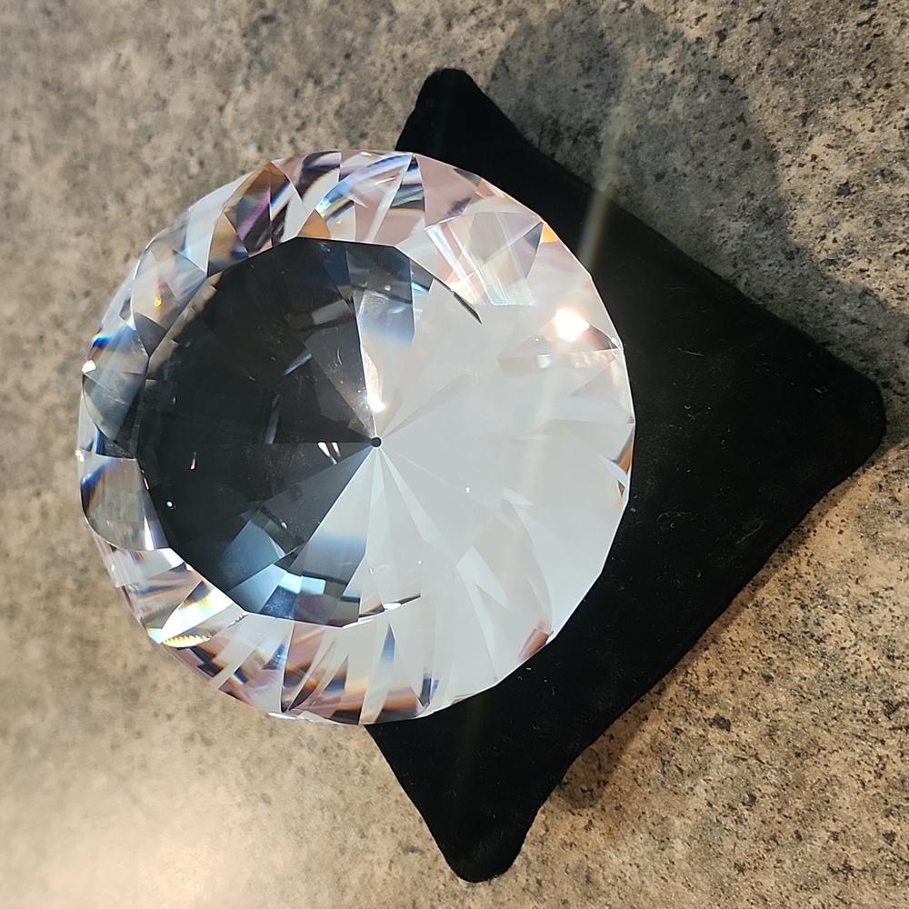 Crystal Diamond Paperweight on Black Velvet Cushion by SWAROVSKI